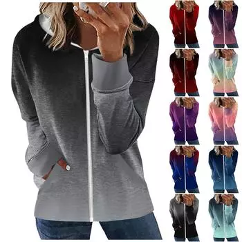 Женская мода повседневное пальто с капюшоном и карманом на молнии с длинными рукавами One size чёрный