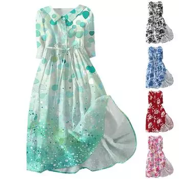 Женская мода повседневное платье с воротником на лацкане и пуговицами с рукавами 3/4 и бретелями L чёрный