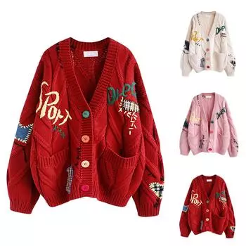 Женская мода, повседневное повседневное пальто, свободный короткий вязаный свитер, топ, кардиган с ленивым ветром, свитер One Size розовый