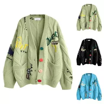 Женская мода, повседневное повседневное пальто, свободный короткий вязаный свитер, топ, кардиган с ленивым ветром, свитер One Size чёрный