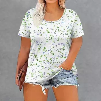 Женская мода повседневные летние топы больших размеров с принтом XXXXXL зелёный