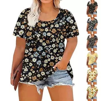 Женская мода повседневные летние топы больших размеров с принтом L