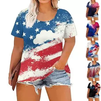 Женская мода повседневные летние топы больших размеров с принтом XL чёрный