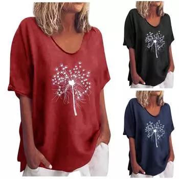 Женская мода, повседневные летние топы, рубашки с короткими рукавами и принтом, пуловер с круглым вырезом, футболки L чёрный