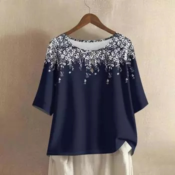 Женская мода Повседневные Обычные Элегантные Топы Топы на пуговицах XXL тёмно-синий