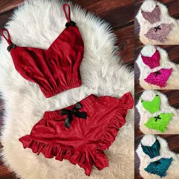 Женская мода, повседневные однотонные топы на бретельках с v-образным вырезом, домашнее нижнее белье, пижамы L