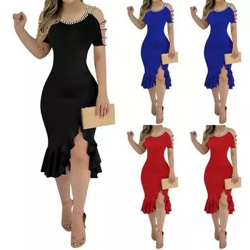 Женская мода повседневные платья однотонные платья M чёрный