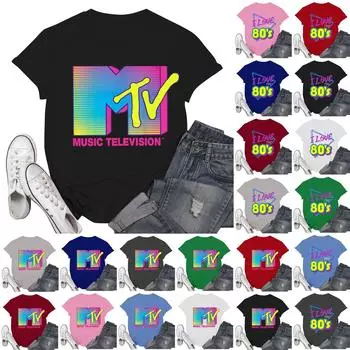 Женская мода повседневные школьные дни принтованный короткий рукав круглый вырез пуловер топы L армия зеленый