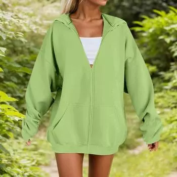 Женская мода Повседневные толстовки с капюшоном и длинным рукавом однотонные топы M
