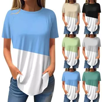 Женская мода, повседневные топы на выход, ретро-принт, рукав реглан, пуловер с короткими рукавами, блузки, туника с круглым вырезом L чёрный