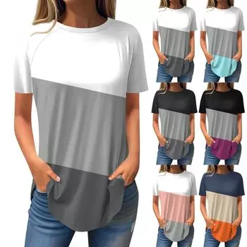 Женская мода, повседневные топы на выход, ретро-принт, рукав реглан, пуловер с короткими рукавами, блузки, туника с круглым вырезом L чёрный