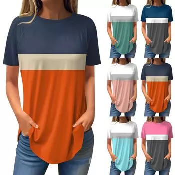 Женская мода, повседневные топы на выход, ретро-принт, рукав реглан, пуловер с короткими рукавами, блузки, туника с круглым вырезом L