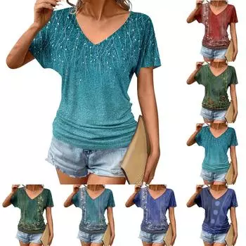 Женская мода повседневные топы с коротким рукавом плиссированная модная одежда футболка свободного кроя повседневная базовая рубашка S зелёный