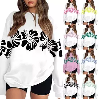 Женская мода повседневные универсальные повседневные толстовки с круглым вырезом с длинным рукавом M