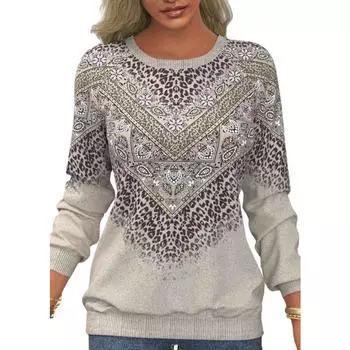 Женская мода, повседневные весенне-осенние пуловеры с круглым вырезом и длинными рукавами с длинными рукавами S