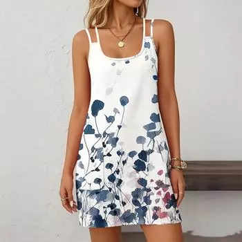 Женская мода повседневные винтажные цветочные платья с карманами платья M