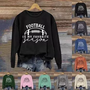 Женская мода повседневный длинный рукав принтованный круглый вырез свитер топ XXL