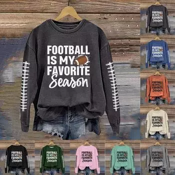 Женская мода повседневный длинный рукав принтованный круглый вырез свитер топ L чёрный