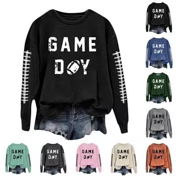 Женская мода повседневный длинный рукав принтованный круглый вырез свитер топ XL розовый