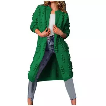 Женская мода повседневный кардиган Crum Cave однотонный вязаный свитер пальто XL