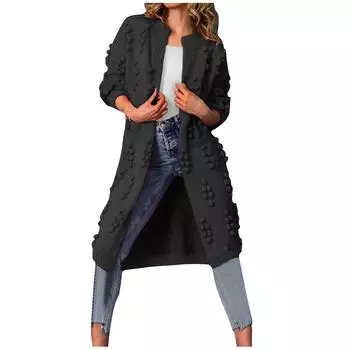 Женская мода повседневный кардиган Crum Cave однотонный вязаный свитер пальто S красный