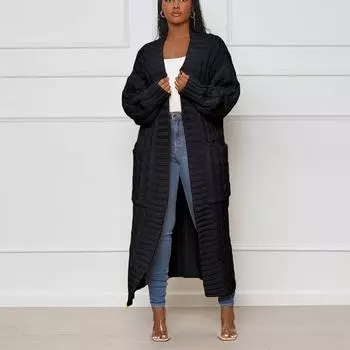 Женская мода повседневный кардиган Crum Cave однотонный вязаный свитер пальто S кофейный