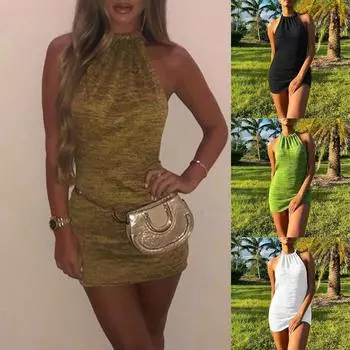 Женская мода, повседневный однотонный тонкий сексуальный топ на подтяжках с открытой спиной S золотой