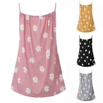 Женская мода, повседневный пляжный летний свободный топ на подтяжках с V-образным вырезом и принтом XXL серый