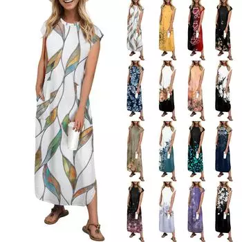 Женская мода повседневный пляжный сарафан с винтажным цветочным принтом длиной до колена пляжная юбка с карманом юбка L чёрный