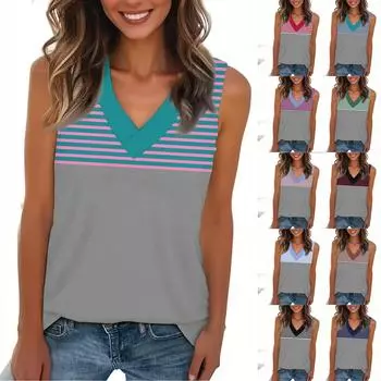 Женская мода повседневный повседневный универсальный полосатый фактурный облегающий летний жилет-топ L армия зеленый