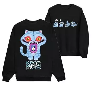 Женская мода повседневный принт повседневный длинный рукав круглый вырез толстовка топ L чёрный