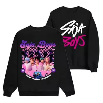 Женская мода повседневный принт повседневный длинный рукав круглый вырез толстовка топ L чёрный