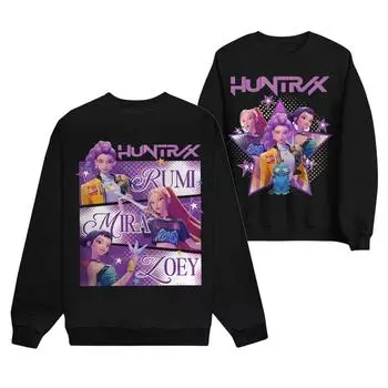 Женская мода повседневный принт повседневный длинный рукав круглый вырез толстовка топ L чёрный