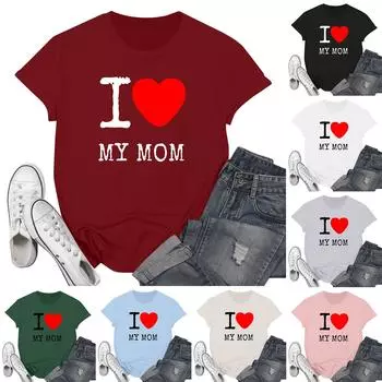 Женская мода, повседневный пуловер с буквенным принтом на День матери, вязаная футболка с короткими рукавами, топ