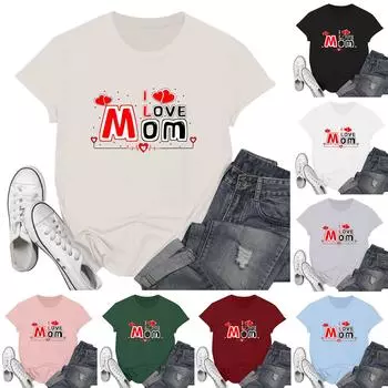 Женская мода, повседневный пуловер с буквенным принтом на День матери, вязаная футболка с короткими рукавами, топ L чёрный
