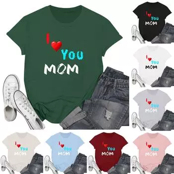 Женская мода, повседневный пуловер с буквенным принтом на День матери, вязаная футболка с короткими рукавами, топ L чёрный