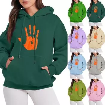 Женская мода, повседневный пуловер с длинными рукавами и капюшоном, толстовка с принтом на Хэллоуин M розовый