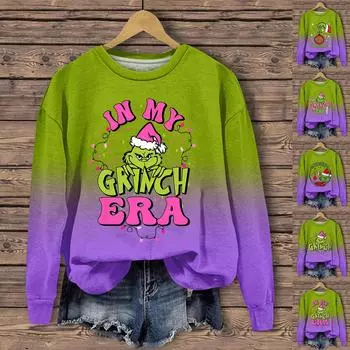 Женская мода, повседневный пуловер с длинными рукавами и капюшоном, толстовка с принтом на Хэллоуин M