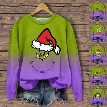 Женская мода, повседневный пуловер с длинными рукавами и капюшоном, толстовка с принтом на Хэллоуин L армия зеленый