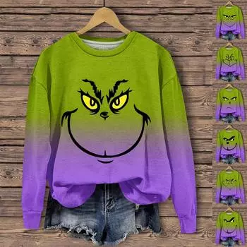 Женская мода, повседневный пуловер с длинными рукавами и капюшоном, толстовка с принтом на Хэллоуин M