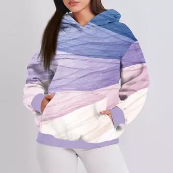 Женская мода повседневный пуловер с капюшоном толстовка с принтом длинный рукав толстовка XXXL