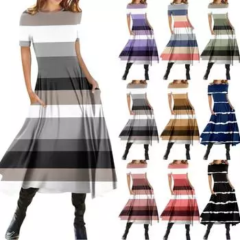 Женская мода повседневный пуловер с круглым вырезом и принтом, облегающее платье с коротким рукавом L чёрный