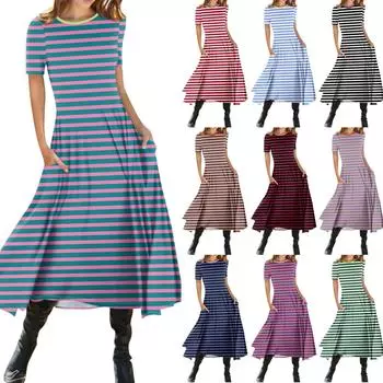 Женская мода повседневный пуловер с круглым вырезом и принтом, облегающее платье с коротким рукавом L чёрный