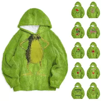 Женская мода повседневный пуловер с принтом круглый вырез длинный рукав толстовка с капюшоном с заниженной линией плеча M