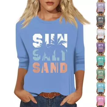 Женская мода повседневный пуловер с рукавом три четверти и цветочным принтом S