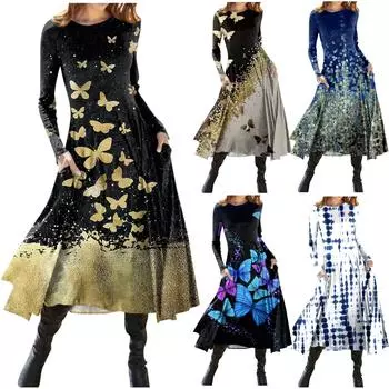 Женская мода, повседневный рождественский пуловер с круглым вырезом и облегающим платьем с длинным рукавом XXXL белый