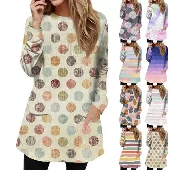 Женская мода повседневный свитер футболка с круглым вырезом карман полосатый пэчворк принтованный топ с длинным рукавом S розовый