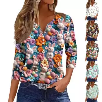 Женская мода повседневный свитер с рукавом Seven Minute Popover с пасхальным принтом L чёрный