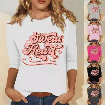 Женская мода повседневный свитер с семью рукавами и принтом ко Дню святого Валентина L чёрный