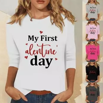 Женская мода повседневный свитер с семью рукавами и принтом ко Дню святого Валентина L чёрный